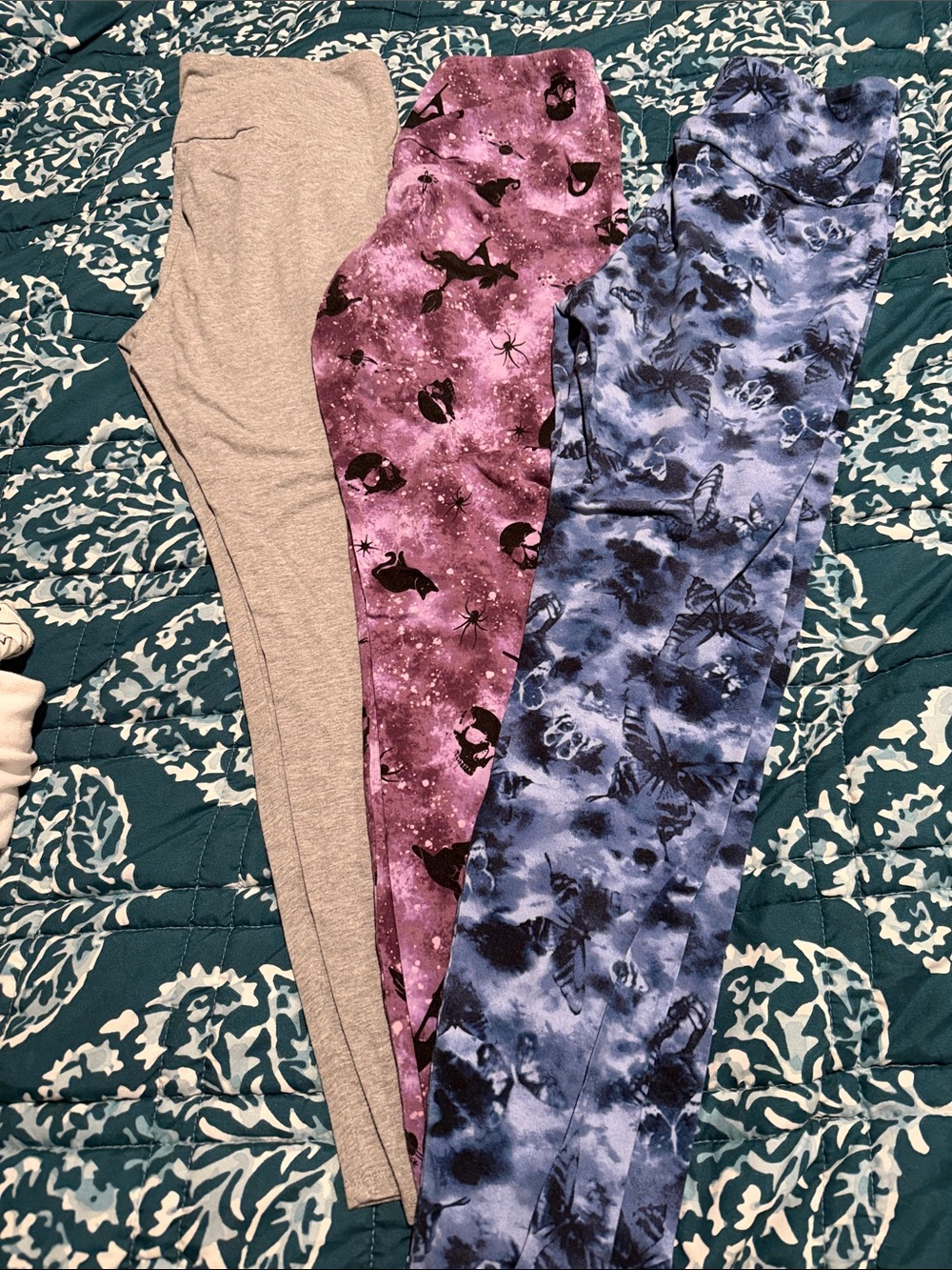 Womens Leggings Pack - Gray, Purple & Blue